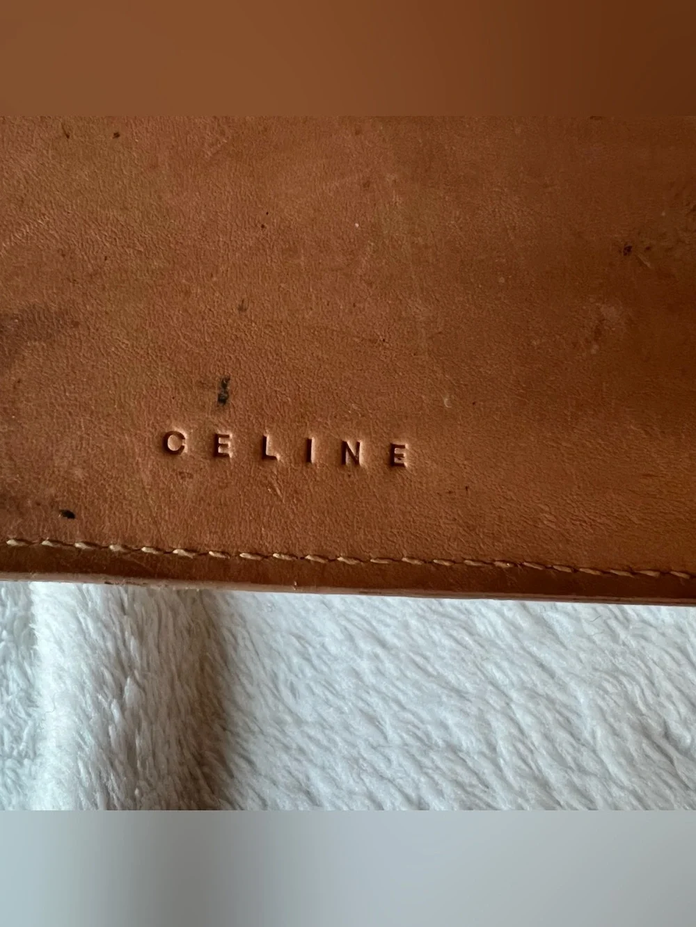 Celine Macadam Suede BiFold Wallet Cream